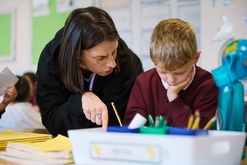 Children studying in classroom